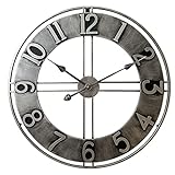 LW Collection Wanduhr Becka grau Silber 60cm - große industrielle Uhr leises Uhrwerk - Moderne graue Wanduhr - Industrial - Vintage
