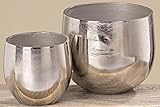 Meinposten 2 Blumentöpfe Silber Metall Pflanztopf Aluminium massiv Blumentopf Pflanzentopf