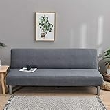 Sofabezug Ohne Armlehnen 3 Sitzer Wasserdicht, Couch Bezug Elastischer Anti Rutsch Husse, Bettcouch Schonbezug, Klappsofa Bezug (Grau)