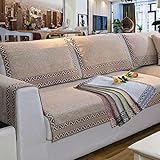 YWQJL Sofaschutz，sofaschoner rutschfest Retro L Form 1 2 3 4 Sitzer Sofabezug ，sofaschoner Katze Hund Decke Ecksofa Anti Slip Sofa Cushion,Beige-110x240cm(43x94inch)