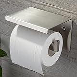 RUICER Toilettenpapierhalter Ohne Bohren mit Ablage - Klopapierhalter zum Kleben, Selbstklebend Toilettenpapierrollenhalter Edelstahl Klorollenhalter für Küche und Badzimmer
