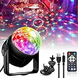 Discokugel Discolicht Partylicht Discokugel Kinder: Nizirioo Discokugel LED Soundaktivierte Disco Ball mit Saugnäpfen 360° Rotierende Ball Lights mit Fernbedienung und USB Kabel für Party Weihnachten