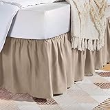 Amazon Basics Leichter gerüschter Bettrock, klassischer Stil, weich und stilvoll, 100% Mikrofaser mit 40,6 cm Doppelbett, Taupe