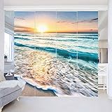 Bilderwelten Schiebegardinen Sonnenuntergang am Strand - Ohne Aufhängung, 4X 250 x 60cm