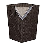 Relaxdays Wäschekorb mit Deckel, 50 l Volumen, Flechtoptik, Kunststoff, Wäschesammler HxBxT: 51 x 35 x 35 cm, braun