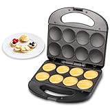 JoyMech Mini Crepes Maker, Poffertjes Maker, Mini Pfannkuchen Maker mit Antihaft-Platten, , macht 8 x 5cm kleine und flache Pfannkuchen