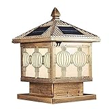 Quadratische Säulenlampe, IP65, wasserdicht, Retro-LED-Säulenpfosten, Solar-Straßenlaterne, regensicher, für den Außenbereich, Terrasse, Garten, Laterne, Landschaft, Terrasse, Deck, quadratische Bode