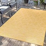 carpet city Outdoor Teppich Terrasse Wetterfest - 140x200 cm - Balkonteppich Gelb - Geometrisches Muster - In-& Outdoor Teppiche für Veranda, Garten, Küche, Bad oder Wohnzimmer