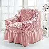 DOTBUY-SHOP Elastische Stretch Sofa Überzug, Couch überzug 1 Sitzer, Weicher Stretchbezug Sofabezug Universal Sofa Cover Sofaschoner Möbelschutz (90-140cm,Rosa)