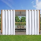 LORDTEX Wasserdicht Indoor/Outdoor Vorhänge für Terrasse, Wärmeisoliert, Sonne blockierend, Verdunkelungsvorhänge für Schlafzimmer, Veranda, Wohnzimmer, Pergola, Cabana, Weiß, 2er Set Paneele