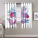 SPADEACES Vorhang Kinderzimmer Schlafzimmer Wohnzimmer Gardinen Mit Ösen Ösenvorhang 2Er Set 3D Druck 150X166Cm(BxH) Abstrakte Tierpflanze Biene Muster Verdunklungsvorhänge Thermovorhang Dekoschals