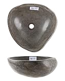 wohnfreuden Naturstein Waschbecken grau rund 40 cm Naturstein Waschbecken Aufsatzwaschbecken Handwaschbecken Stein Waschschale für das Badezimmer