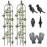 2 Stück Garten-Obelisk-Rankgitter für Kletterpflanzen im Freien, 1.8 m, Rosenbusch, rundes Rankgitter für Töpfe, rostfreies Metall, Jasmin, Unterstützung für den Außenbereich und Innenbereich
