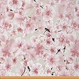 KirschblüTen Polsterstoff Japanischer Blumenstoff Meterware Rosa Blumenzweig Dekorationsstoff Romantische Pflanzenblätter Wasserdichter Draußen Stoff Polster Wohnakzente 920 x 150 (HxB)