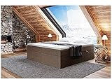 MEBLINI Boxspringbett mit Bettkasten - Gepolstert Doppelbett mit Matratze und Topper - Polsterbett mit Stauraum - Bett ohne Kopfteil - Stauraumbett - Lionel - 140x200 - H3/Braun Webstoff