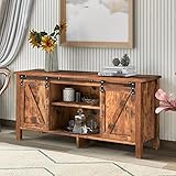 AMDXD TV-Ständer, Sideboard, Küchenschrank, Aufbewahrungsschrank, Beistellschrank mit 2 Schiebetüren, verstellbare Ablage, Regalfächern, Wohnzimmer, Esszimmer, Flur, Industrie-Design, Vintage Braun