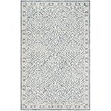 Safavieh Micro-Loop Collection MLP510M Handgefertigter Teppich aus französischer Landhauswolle für Wohnzimmer, Esszimmer, Schlafzimmer, Blau/Elfenbein