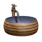 TONPOP Runde Übertisch-Porzellan-Keramik-Badezimmer-Arbeitsplatte, Schüssel, Toilette, Waschtisch, Waschbecken, Heimdekoration