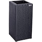 STILISTA® Poly-Rattan Blumentopf 63x30x30 cm inkl. Innentopf und Wasserablauf, in 4 unterschiedlichen Farben, schwarz