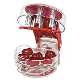Cherry Stoner Entferner Multi Cherry Pitter Cherry Stein Samen entfernen Kern einfach mit Griff drücken 6 Kirschen Pitter rot.