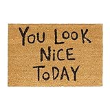 Relaxdays Spruch You Look Nice Today 40 x 60 Kokosmatte mit Rutschfester PVC Unterlage Fußabtreter aus Kokosfaser als Schmutzfangmatte und Eingangsmatte Kokos Gummi Türvorleger, Natur