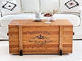 Uncle Joe´s Truhe Boulangerie Couchtisch Truhentisch im Vintage Shabby chic Style aus Massiv-Holz in braun mit Stauraum und Deckel Holzkiste Beistelltisch Landhaus Wohnzimmertisch Holztisch nussbaum