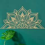 ESTART Große Metall-Mandala-Wanddekoration, einzigartige Lotusblumen-Wandkunst für Zuhause Schlafzimmer Büro drinnen und draußen (Gold)