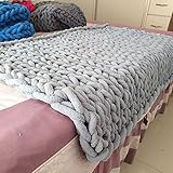 LGZY Grobstrick Decke, Handgefertigt Strickdecke Grob Kuscheldecke Wolldecke ，Grobstrick Überwurf Decke für Haustier Bett Stuhl Sofa Tagesdecke Strick