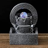 Meditationsbrunnen Tisch-Wasserfall-Brunnen Desktop-Brunnen-Wasserfall mit LED Bunte Lichter Indoor Relaxation Harz Ornament for Büro, Zuhause, Schlafzimmer Schreibtischdekoration Tisch-Wasserfall-Bru