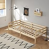 FetiNes Tagesbett Massivholz Kiefer Bettsofa Einzelbett Schlafsofa Bettgestell Holzbett Gästebett Massivholzbett 90x190cm, Naturholzfarbe