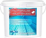 GlobaClean 5 kg Chlortabletten für Pool, Schnell Schock Tabs 20g (Brause-Tabs) – Leicht und schnelllöslich Schwimmbad