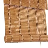 Jalousie Natürlicher Bambus Slat Roller Shades Mit Volant, Rustikalen Holz Roll Up Fenster-Vorhänge Mit Befestigungsmaterial, 60% UV (Size : 85x140cm)
