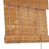 Jalousie Natürlicher Bambus Slat Roller Shades Mit Volant, Rustikalen Holz Roll Up Fenster-Vorhänge Mit Befestigungsmaterial, 60% UV (Size : 85x140cm)