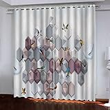 Fenstergardinen Blickdicht Modern Wohnzimmer Kinderzimmer Mädchen Jungen Mädchen Küche 2Er Set 280X260Cm Einfacher Geometrischer Vogel Vorhänge Schlafzimmer Mit Ösen Verdunkelungsvorhang Thermovorh
