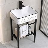 Keramikspüle Edelstahl Küchenspüle Waschbecken, Freistehende Spüle Gewerbe Spülbecken Keramikspüle Camping Spüle Mit Edelstahlhalterung Wäschespüle Für Garage, Restaurant (Color : C, Size : 40x30x80