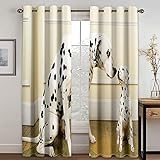 IZREEL 3D Modische Dalmatiner Muster Vorhang Blickdicht Ösen 2Er Set, Modern Thermogardine Für Wohnzimmer Schlafzimmer, Verdunklungsvorhänge Kinderzimmer Fensterdekoration 240X266cm (HxB)