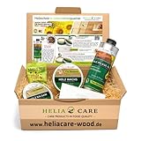 Starter & Geschenk Set BIO Holzschutz mit Premium Holzöl, Balsam, Wachs und Ziehklinge. Idealer Einstieg in natürliche Holzpflege ohne Chemie in Lebensmittelqualität - HeliaCARE