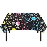 Wanyint Premium-Tischdecken mit Mond- und Sternaufdruck, wasserdicht, für Partys, Geburtstage, Hochzeiten