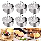 Anicy 6 Stück Dessertringe 8cm - Dessertring Servierringe Edelstahl Set, Klein Tortenring mit Pusher Geeignet für Hausgemacht Dessert Gebäck Mousse Kuchenbacken Kochen Pfannkuchen Kekse