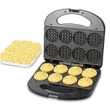 JoyMech Mini Waffeleisen, kleine Waffel-Häppchen-Maschine für Kinder, Mini Waffle Cookie Maker, macht 8 Stück 5cm kleine Waffel-Häppchen
