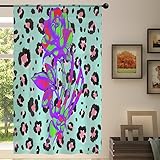 Transparente Gardine mit Leoparden-Rosen-Totenkopf-Motiv, für Wohnzimmer, Schlafzimmer, Küche, Esszimmer, Dekoration, 139 x 198 cm