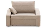 BETTSO -Sofa Sessel mit Schlaffunktion Schlafsessel Gästebett Klappsofa Bettfunktion mit Bettkasten Couch Sofagarnitur Salon Jugendzimmer - Rodrigo 90 Beige