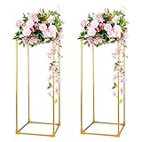 2 Stück Metall Blumenboden Vase Goldvasen für Hochzeit Herzstück Tische - 80cm Hohe Mittelstücke Geometrische Blumenvase Blumenständer Blumen Display Rack für Hochzeit, Geburtstagsparty(Höhe 80 cm)