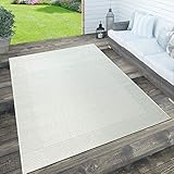 Paco Home In- & Outdoor Teppich, Terrasse u. Balkon, Wetterfest Einfarbig m. Struktur, Grösse:120x170 cm, Farbe:Weiß 2