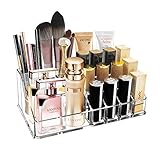 Ubitree Kosmetik Organizer, Kosmetikvitrine mit 16 Abschnitten für Lippenstift Makeup Brush Eyeliner Nagelgel Parfüm, Acryl Makeup Aufbewahrungsbox für Badezimmertheke, Waschtische(Klar)