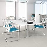 Weber Büro Easy Konferenztisch 200x120 cm Weiß mit ELEKTRIFIZIERUNG Besprechungstisch Tisch