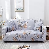 KUNOVO 3 Sitzer Graue Pfingstrose Jacquard Couchbezüge Stretch Sofabezug Wasserdicht rutschfeste Spandex Sofahusse mit Anti-Rutsch-Schaumstoffe Creative Möbelschutz Sofabezüge