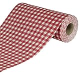 Sensalux Nature Tischläufer, Tischband, Vlies, CO²-neutrale Produktion, Ihr grüner Fußabdruck - 0,3m x 25m Karo Weiß-Rot