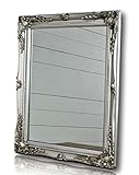 elbmöbel Wandspiegel rechteckig in Silber Patina 37 x 47cm | Spiegel barock | im Landhausstil als Badspiegel | Schminkspiegel BZW. Frisierspiegel Shabby Look