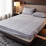 HAIBA bettlaken Plüsch Spannbettlaken 160x200+25cm Bedding Gesteppte Matratzenschoner, King-Size, extra tief, antiallergisch, Mikrofaser, Spannbettlaken grau